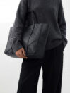 Cross Tote in Black Grained Leather
