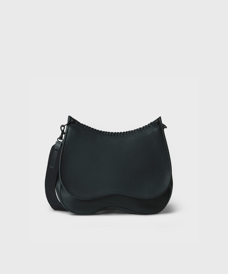 Saddle Bag in Black Grained Leather