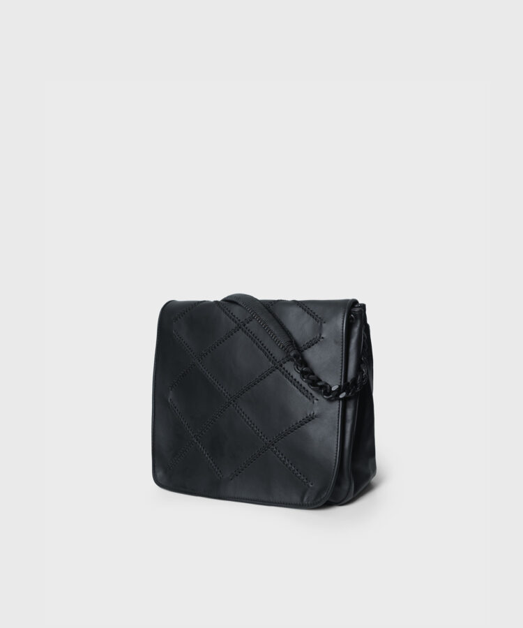 Flap Bag in Black Smooth Leather