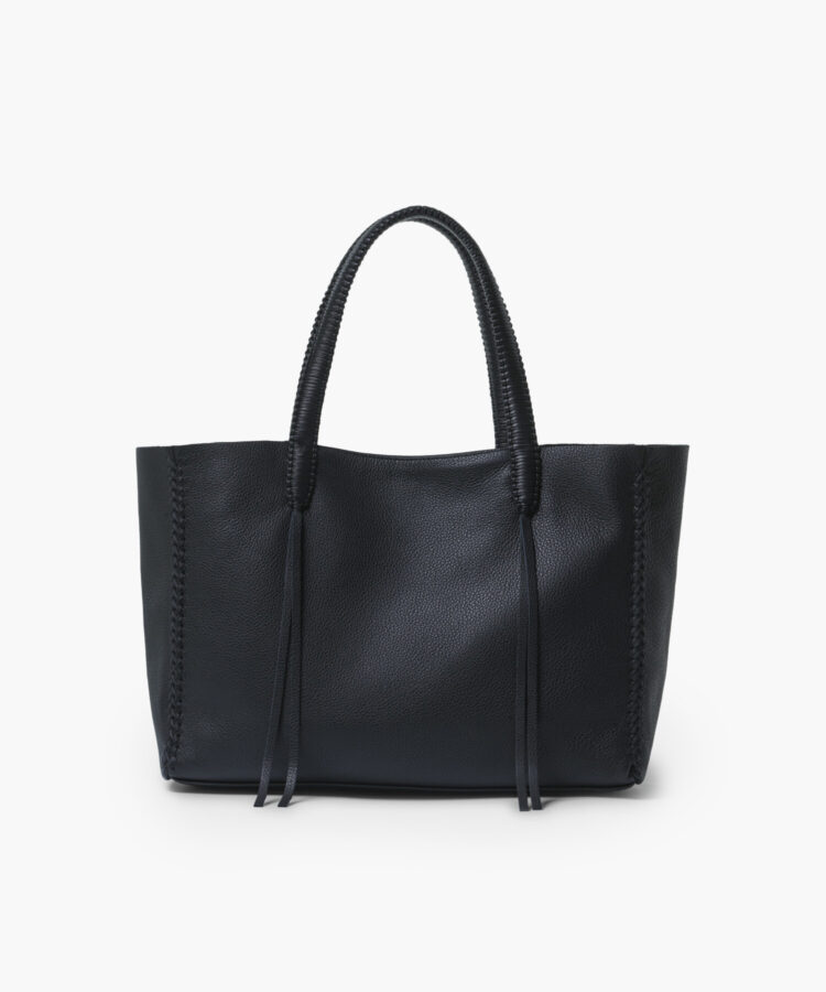Medium Tote in Black Grained Leather
