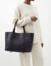 Medium Tote in Black Grained Leather