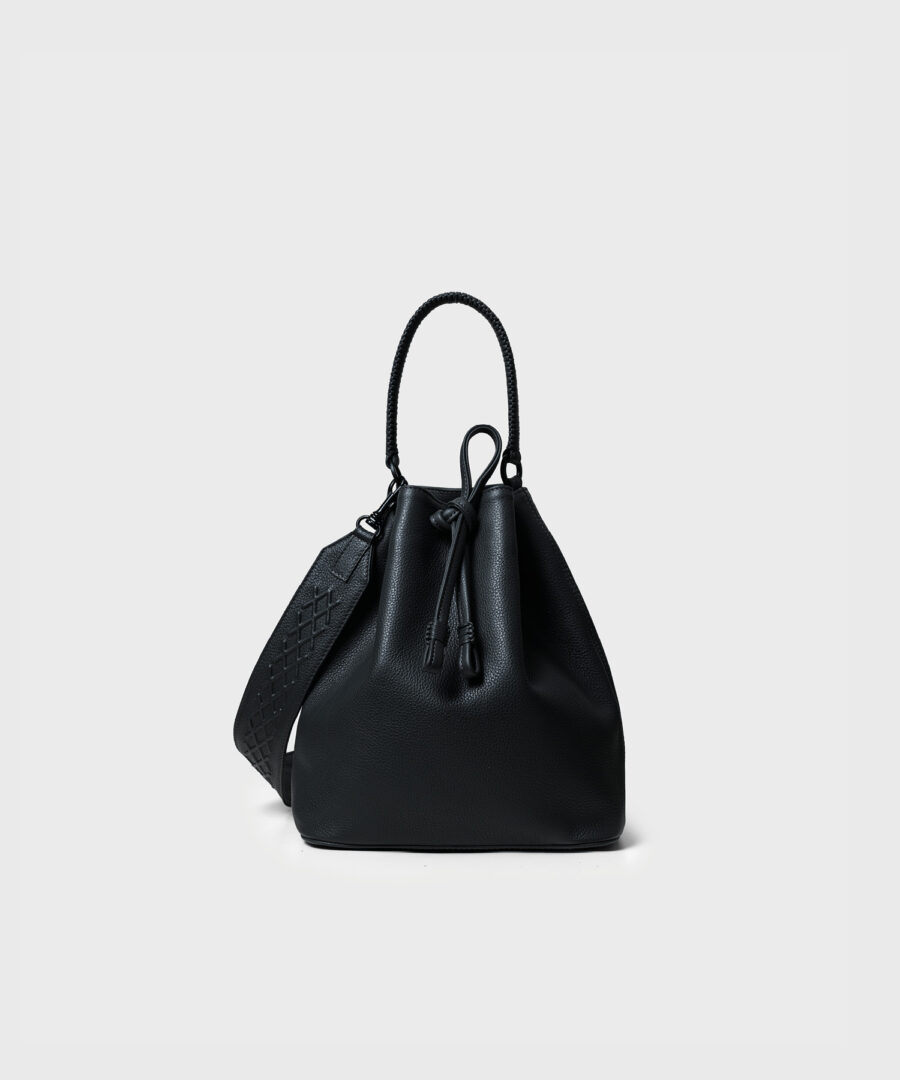 Bucket Bag in Black Grained Leather