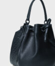 Bucket Bag in Black Grained Leather