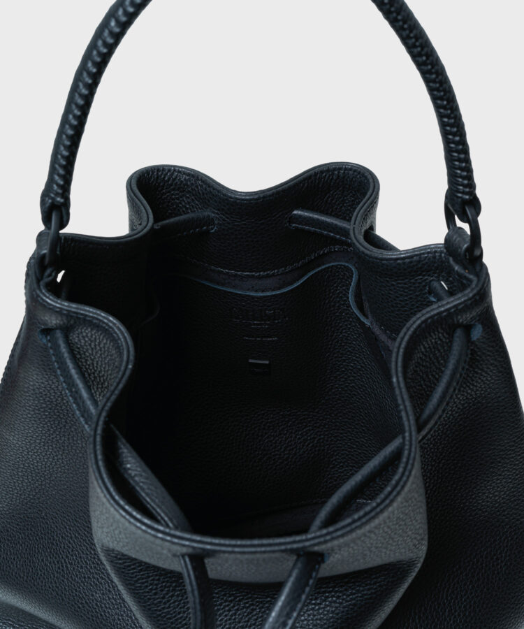 Bucket Bag in Black Grained Leather