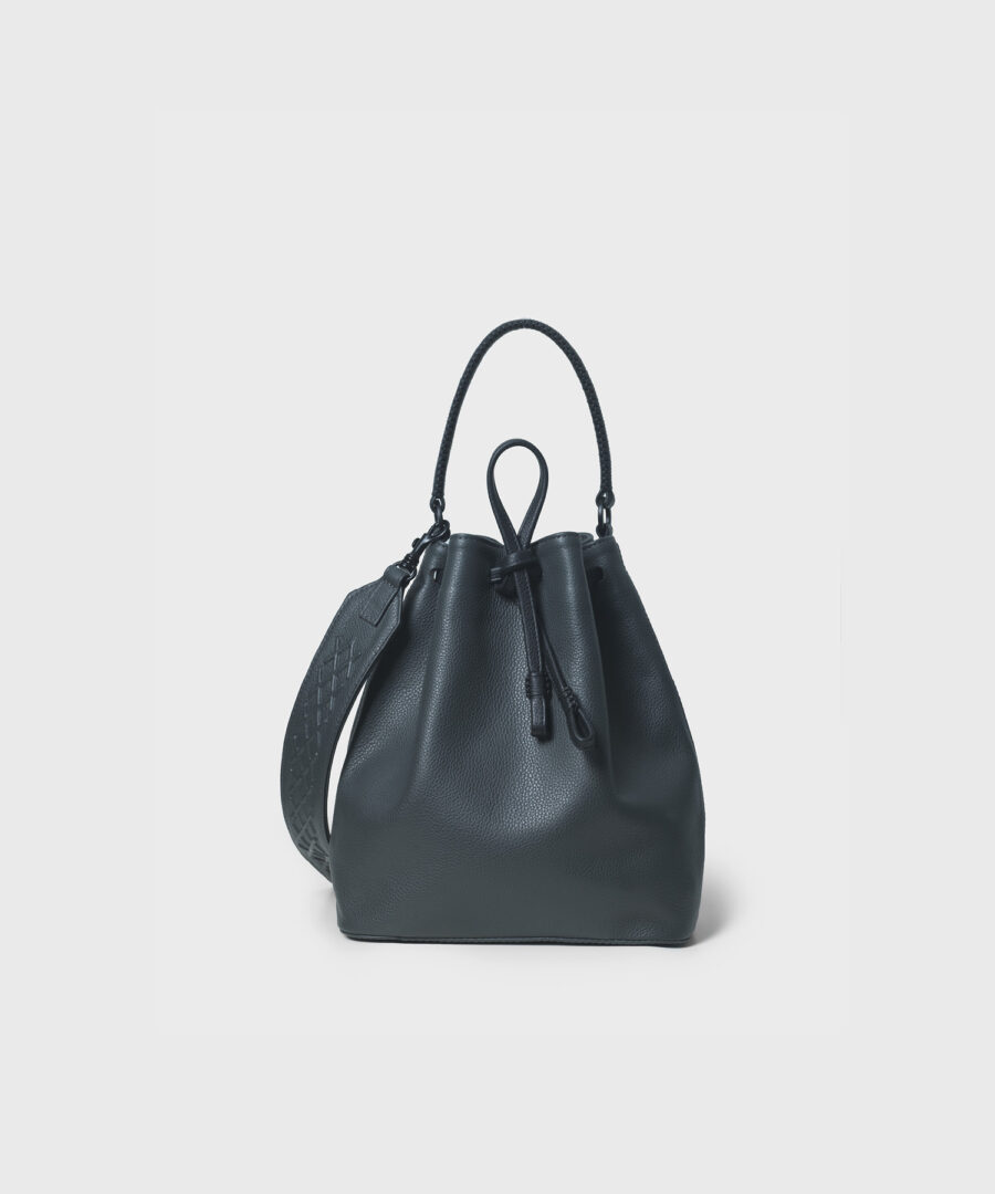 Bucket Bag in Black Grained Leather - Callista