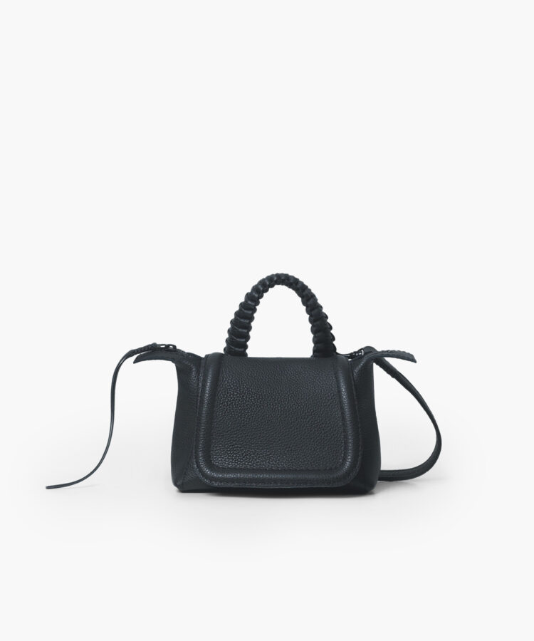 Mini Top Handle in Black Grained Leather