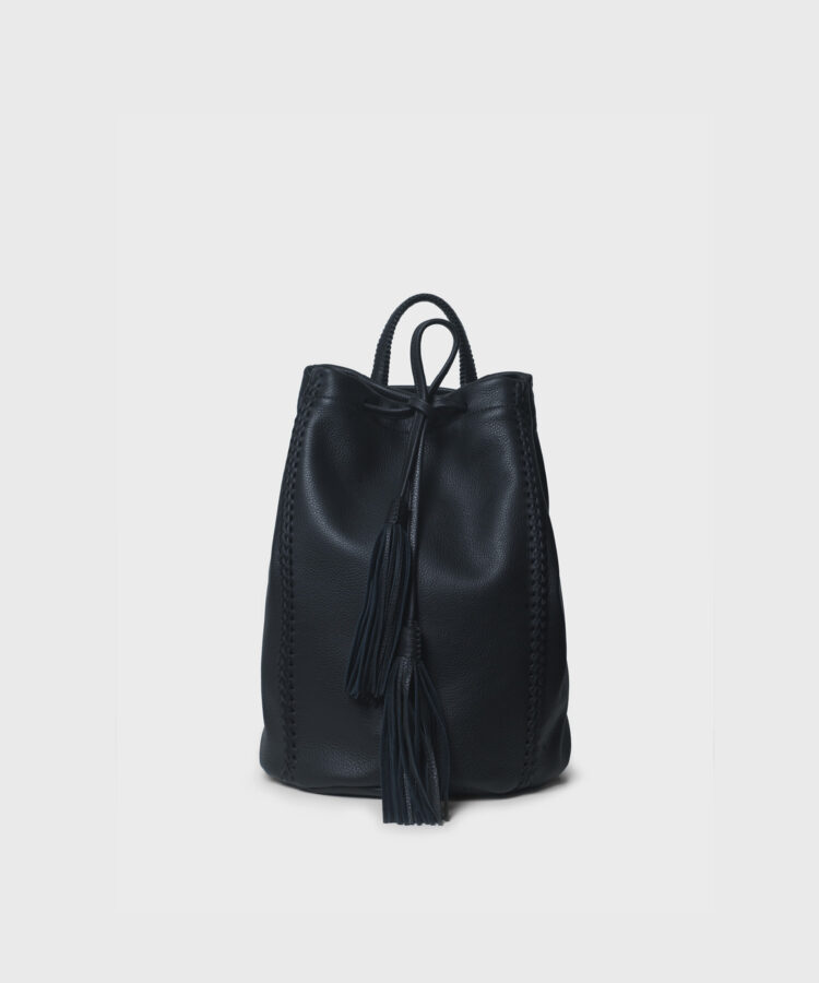 Backpack in Black Grained Leather - Callista