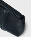 Maxi Pleated Clutch in Black Grained Leather