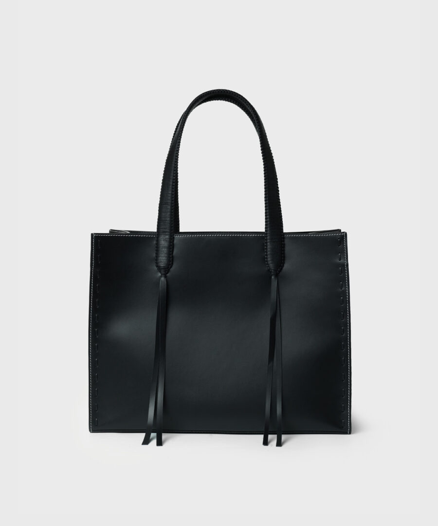 Anniversary Tote in Black Smooth Leather