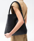 Slim M Tote in Black Grained Leather