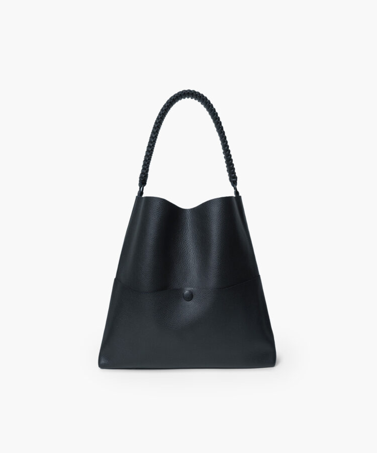 Slim M Tote in Black Grained Leather