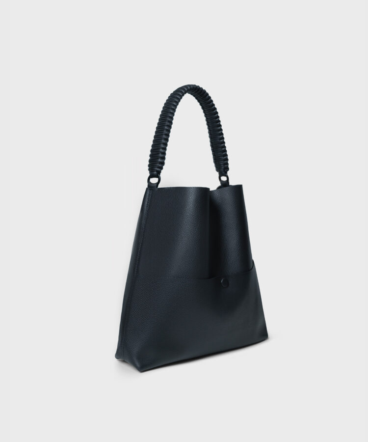 Slim M Tote in Black Grained Leather