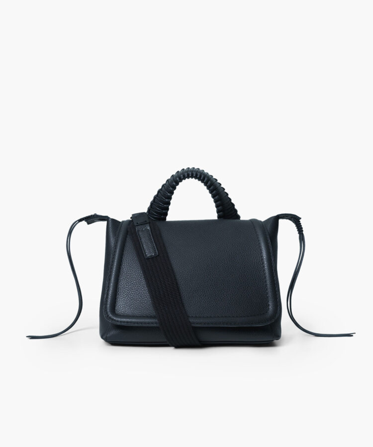Medium Top Handle Bag in Black Grained Leather