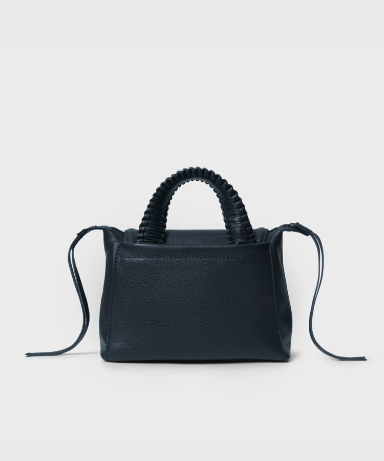 Medium Top Handle Bag in Black Grained Leather