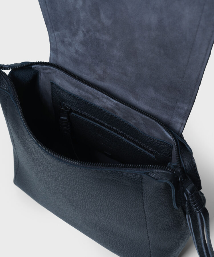 Medium Top Handle Bag in Black Grained Leather