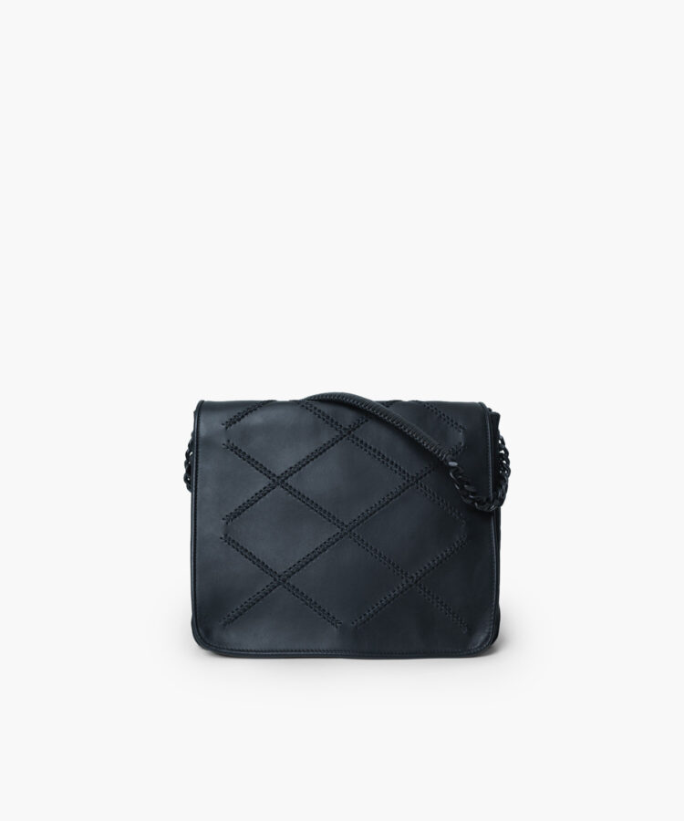 Flap Bag in Black Smooth Leather