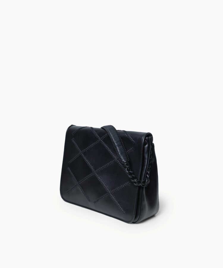 Flap Bag in Black Smooth Leather