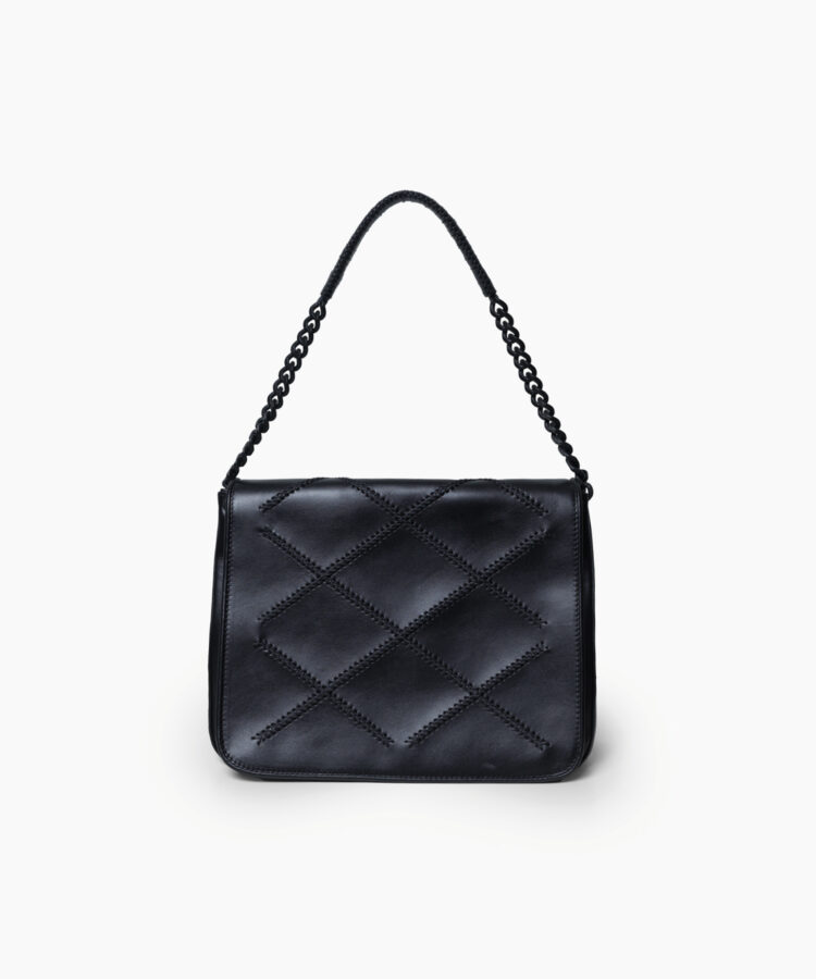 Flap Bag in Black Smooth Leather