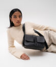 Braided Bag in Black Smooth Leather