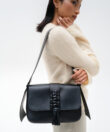 Braided Bag in Black Smooth Leather