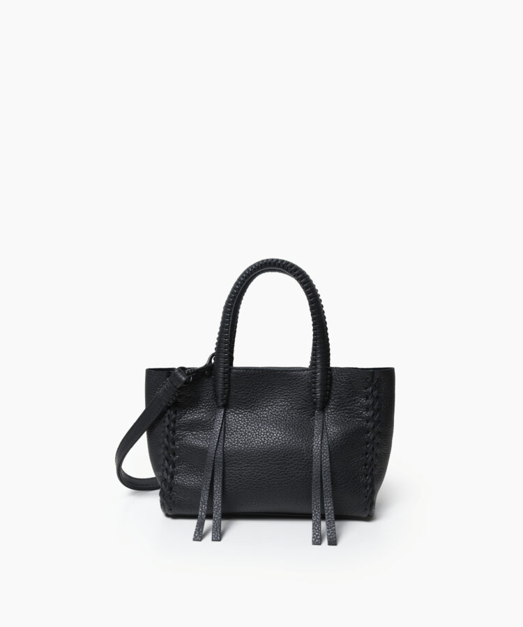 Micro Tote in Black Grained Leather