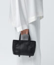 Micro Tote in Black Grained Leather