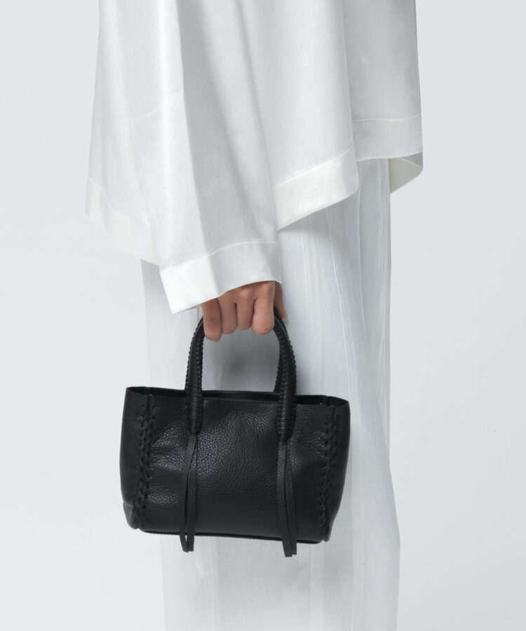 Micro Tote in Black Grained Leather