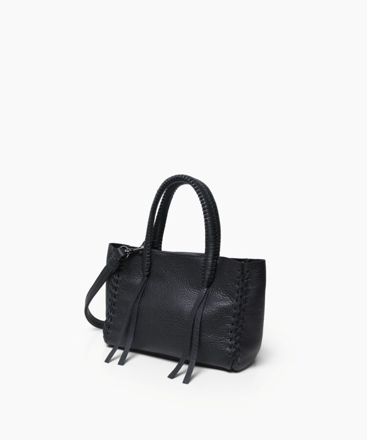 Micro Tote in Black Grained Leather