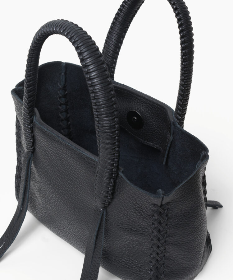 Micro Tote in Black Grained Leather