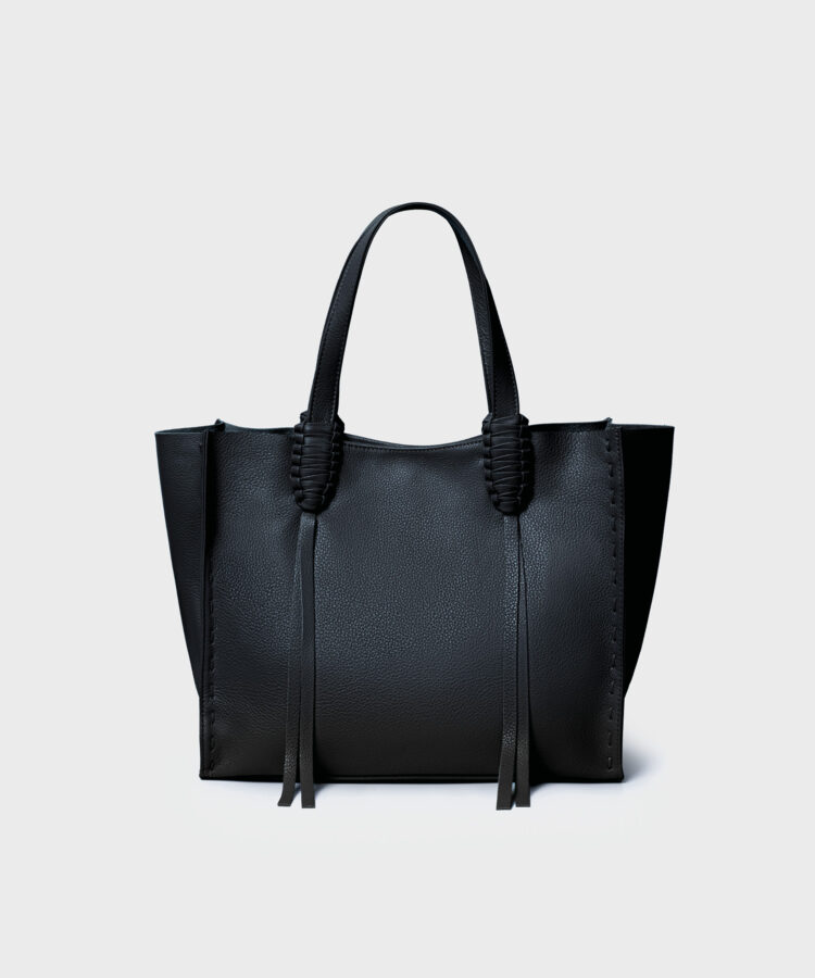 Ara Medium Tote in Black Grained Leather