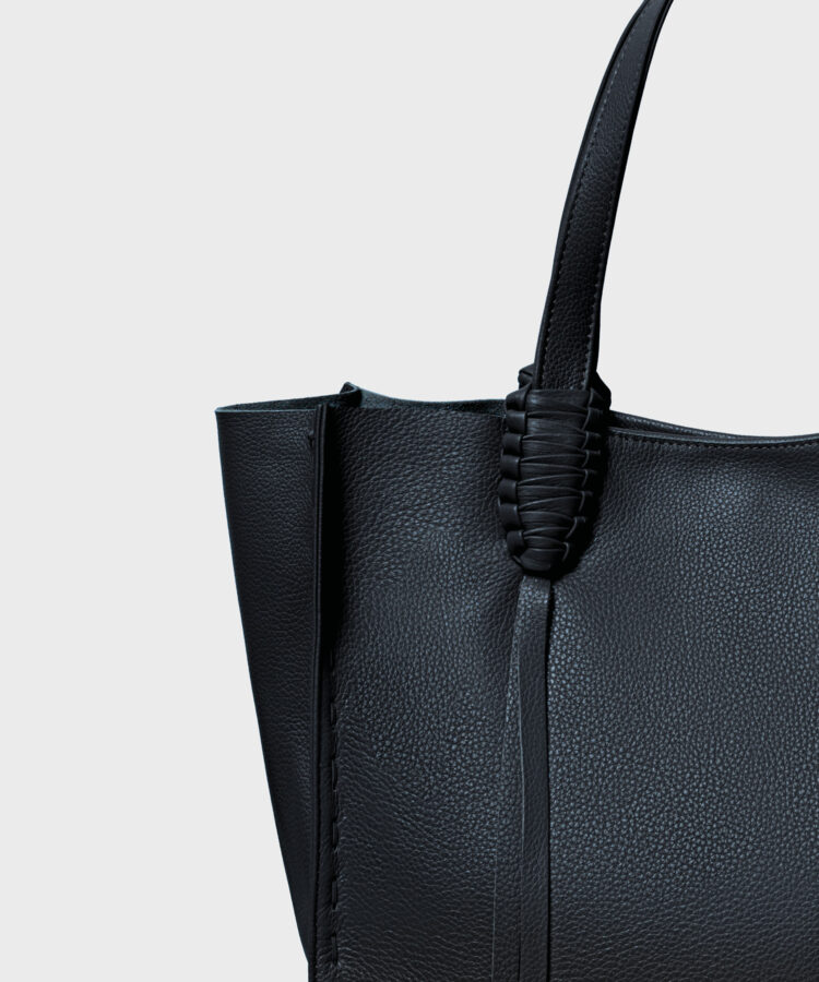 Ara Medium Tote in Black Grained Leather