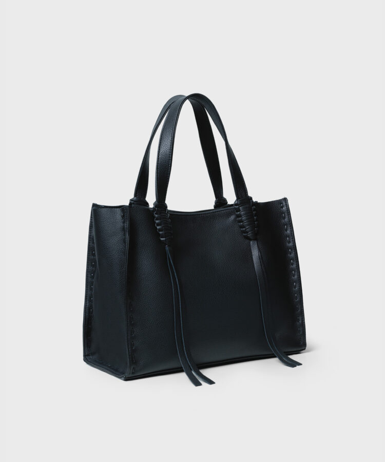 Ara Medium Tote in Black Grained Leather