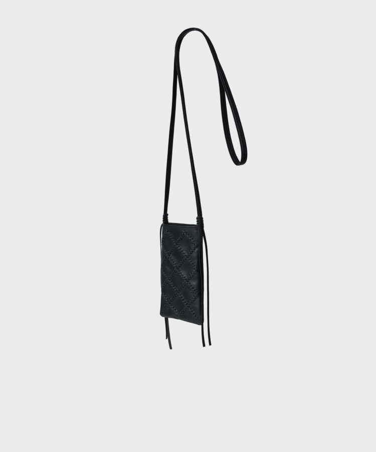 Cross Pocket Bag in Black Smooth Leather
