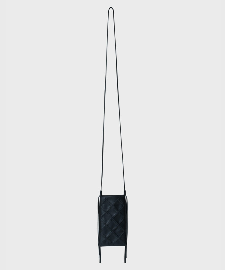 Cross Pocket Bag in Black Smooth Leather
