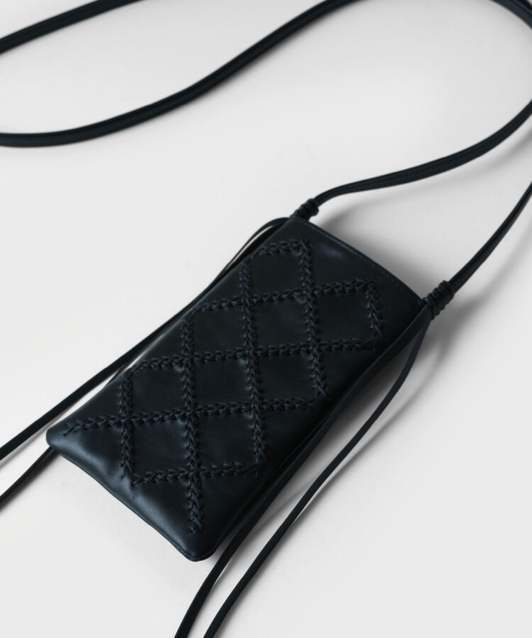 Cross Pocket Bag in Black Smooth Leather