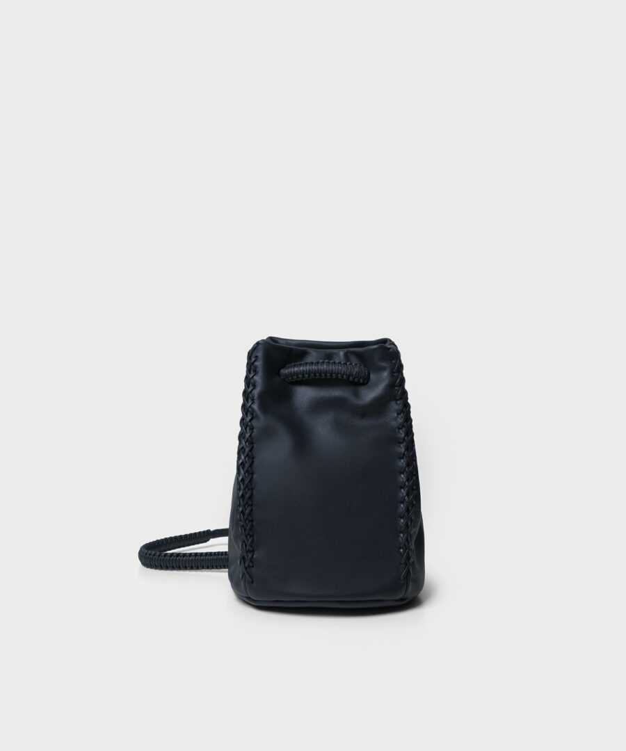 Pouch Bag in Black Smooth Leather