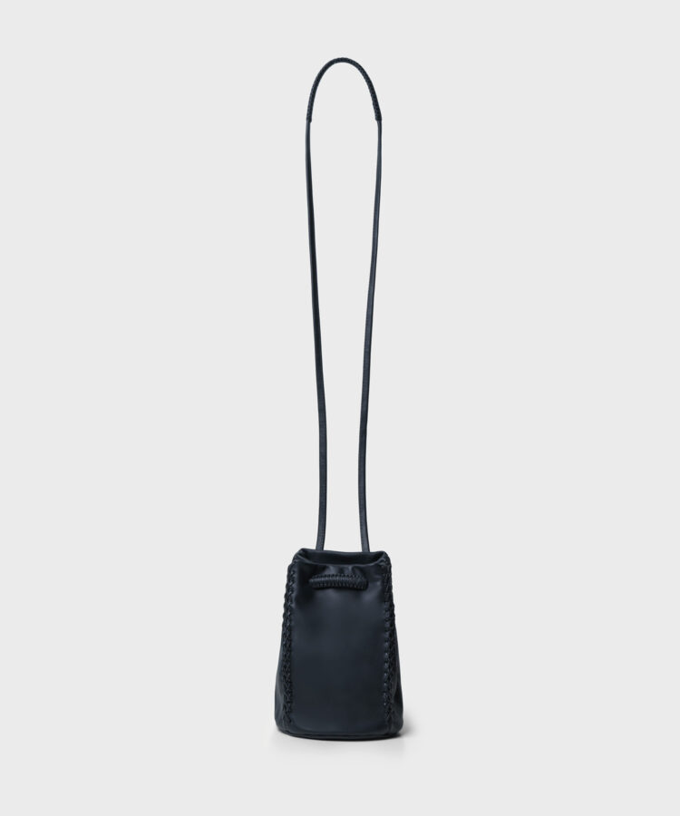 Pouch Bag in Black Smooth Leather