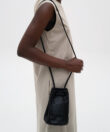 Pouch Bag in Black Smooth Leather
