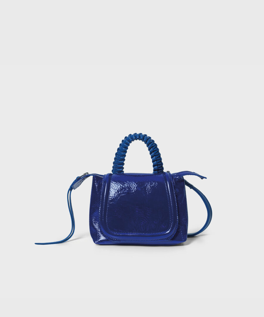 Mini Top Handle in Blue Patent Leather