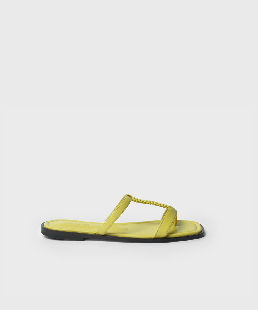 Capri Sandals in Lemon Grained Leather