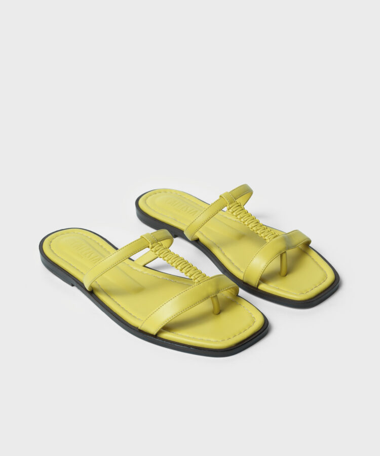 Capri Sandals in Lemon Grained Leather