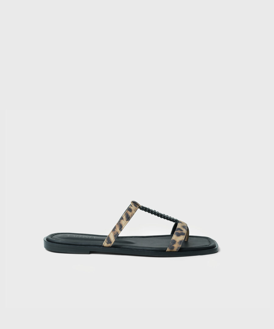 Capri Sandals in Leopard Grained Leather