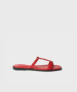 Capri Sandals in Red Grained Leather