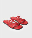 Capri Sandals in Red Grained Leather