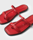 Capri Sandals in Red Grained Leather