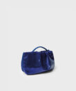 Pleated Clutch in Blue Patent Leather