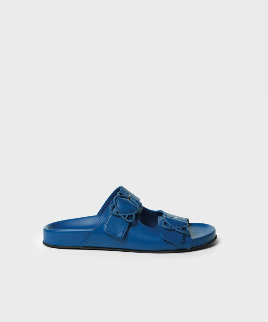 CC Leo Slides in Blue Leather