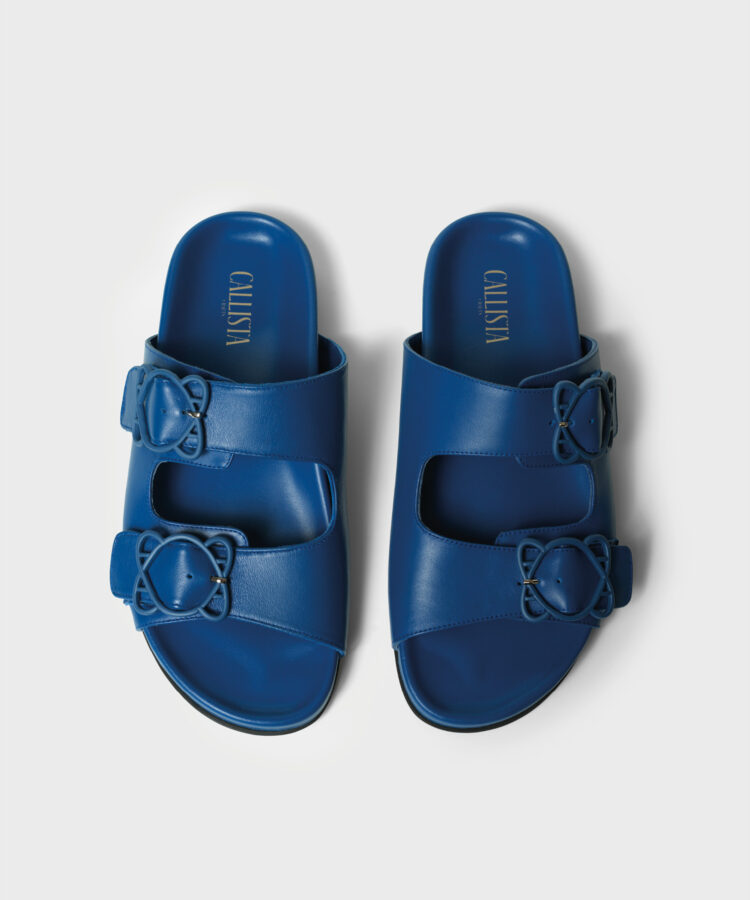 CC Leo Slides in Blue Leather