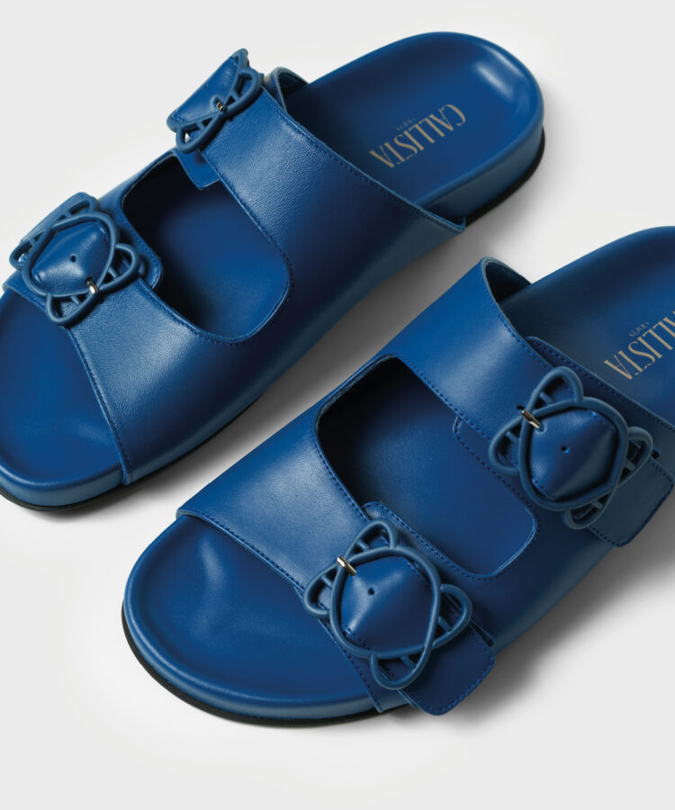 CC Leo Slides in Blue Leather