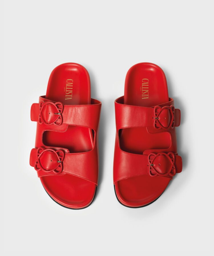 CC Leo Slides in Red Leather